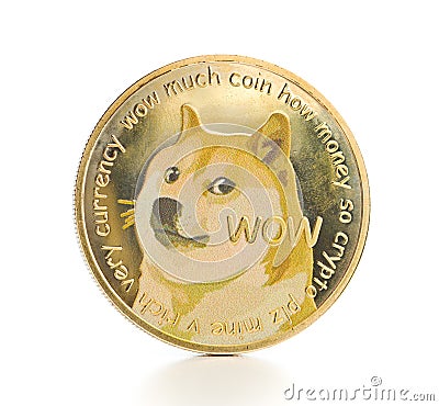 The golden dogecoin. Editorial Stock Photo