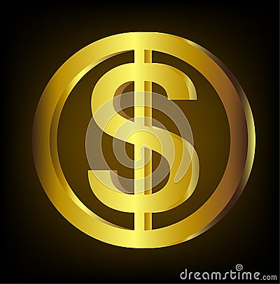 Golden dollar coin Vector Vector Illustration