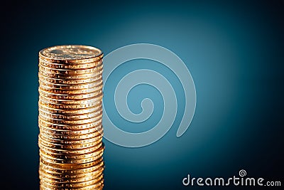 Golden dollar coins stack Stock Photo