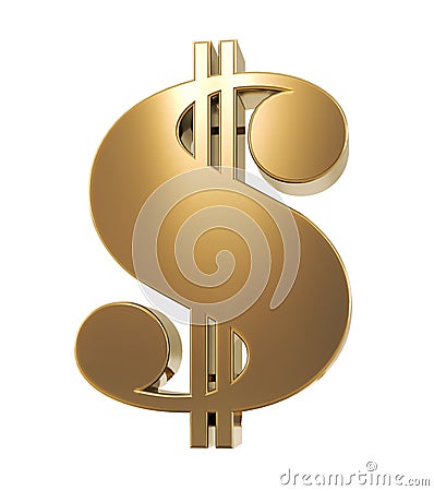 golden dollars sign isolated on transparent background, Stock Photo