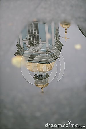 Golden dome church water reflection Stock Photo