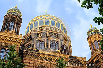 Golden Domes of the New Synagogue, Berlin, Germany Stock Photo
