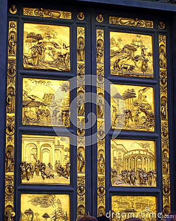 Golden door on Florence Baptistery Tuscany Italy Stock Photo