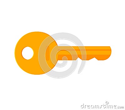 Golden door key icon vector isolated flat cartoon illustration Vector Illustration