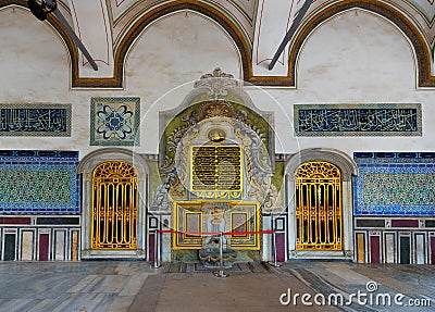 Golden doors in Topkapi palace interior, Istanbul,Turkey Editorial Stock Photo