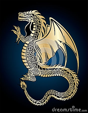 Golden dragon Vector Illustration