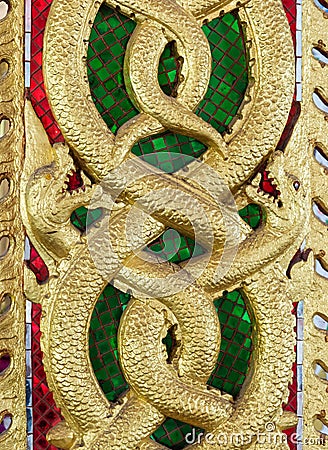 Golden dragon carving Stock Photo