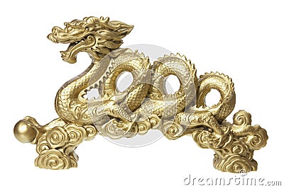 Golden Dragon Figurine Stock Photo