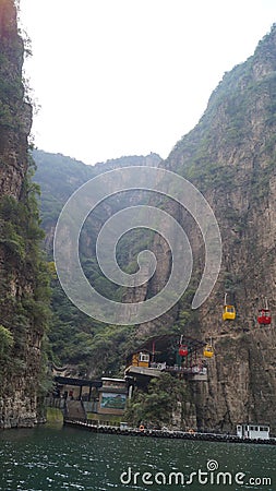 Longqing Gorge in China is a picturesque area in the village of Gucheng at Yanqing District of Beijing. China Editorial Stock Photo