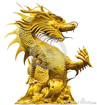 Golden dragon statue Stock Photo