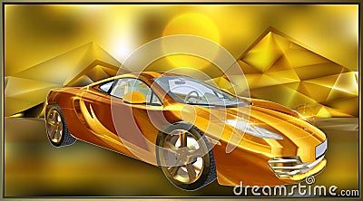 Golden dream car Stock Photo