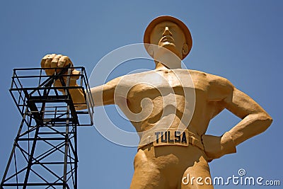 Golden driller in Tulsa, Oklahoma Stock Photo