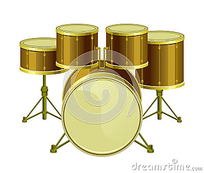 Golden drums set Vector Illustration