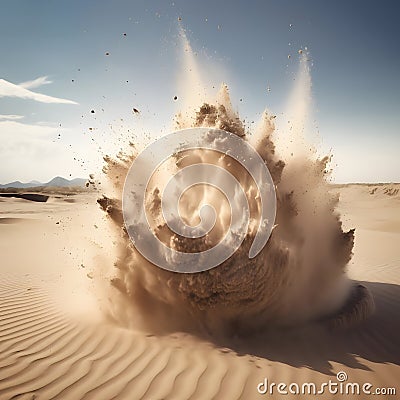 Golden dry river sand explosion Stock Photo
