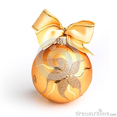 Golden dull christmas ball on white background Stock Photo