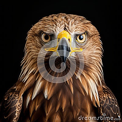 Emotionally Charged Portrait Of An Eagle On Black Background Stock Photo