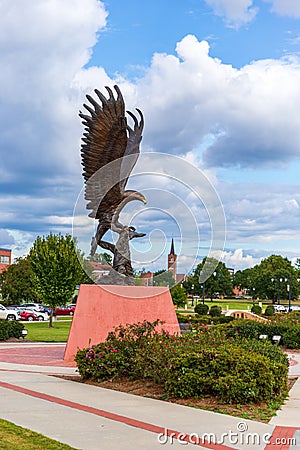 Golden Eagle Statue on the campus of University of Southern Mississippi in Hattiesburg Editorial Stock Photo