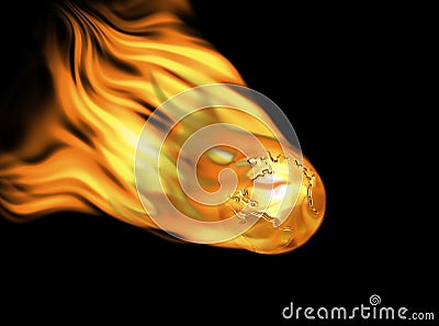 Golden earth on fire Stock Photo