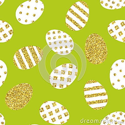 Golden Easter eggs pattern Vector Illustration