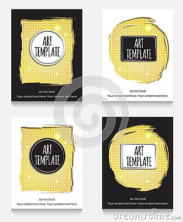 Golden eclectic flyer template Vector Illustration