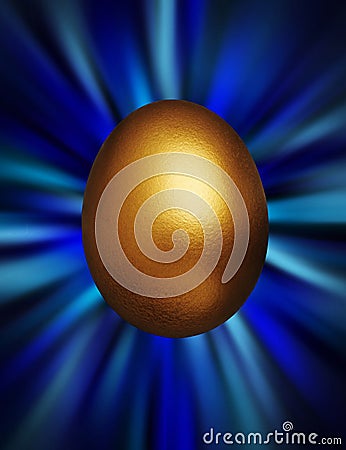 Golden egg in a blue vortex Stock Photo