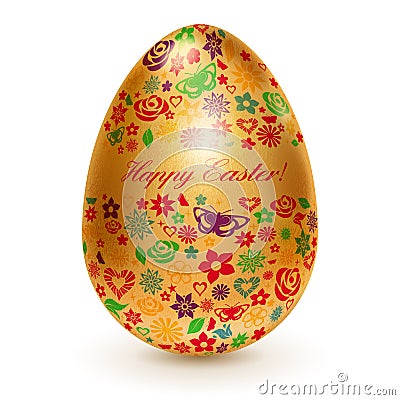 Golden egg with flowers Stock Photo