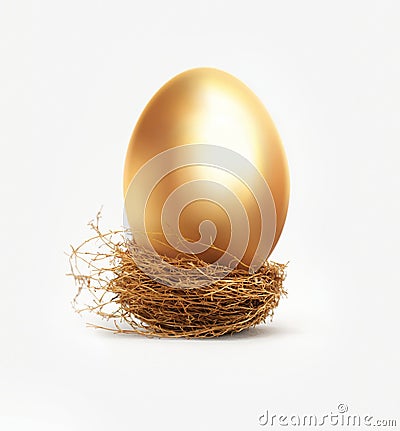 Golden egg in nest Stock Photo