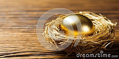 A golden egg in a nest, symbolizing investment and wealth growth , concept of Capital accumulation, created with Stock Photo