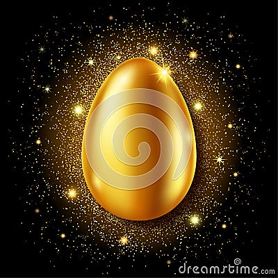 Golden egg realistic vector, Easter greeting card Vector Illustration