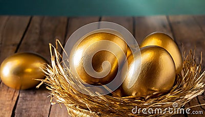 Golden Eggs Stock Photo