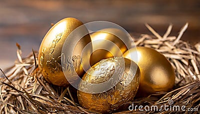 Golden Eggs Stock Photo