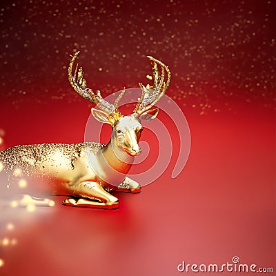 Golden Elegance, A Christmas Deer Delight Stock Photo
