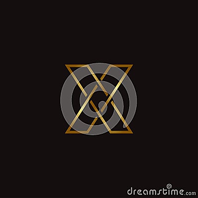 Golden elegant letter X logo icon vector template Vector Illustration