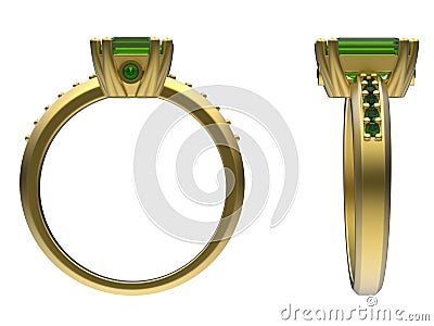 Golden emerald ring Cartoon Illustration
