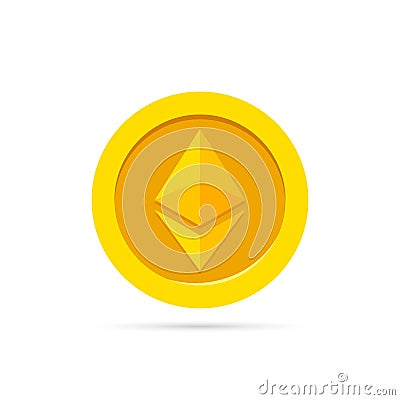 Golden ethereum coin. Cryptocurrency blockchain coin ethereum symbol. Vector illustration. Vector Illustration