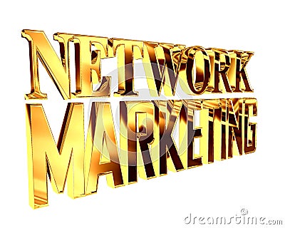 Golden extensive network marketing text on a white background Stock Photo