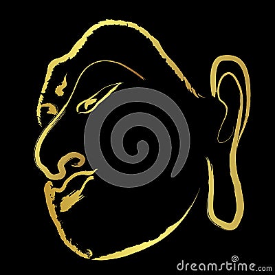 Golden face buddha with golden brush stroke isolate on black background Stock Photo