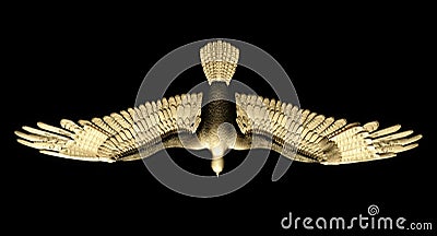 A golden falcon. Top view. 3D illustration Cartoon Illustration