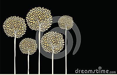 Golden fall trees forest concept illustration Vector Illustration