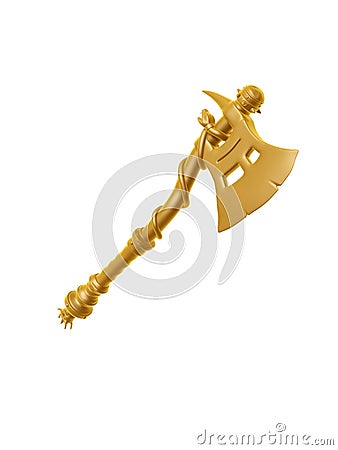 Golden fantasy axe Stock Photo