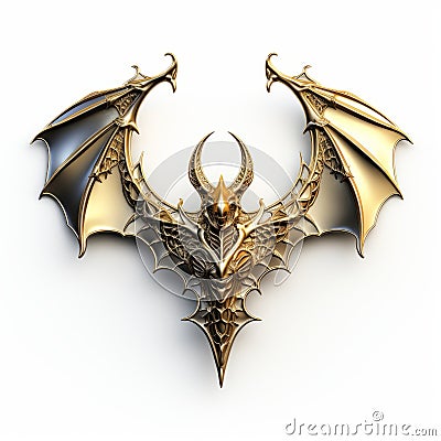 Golden Fantasy Bat Symbol - 3d Rendered Isolated Symbol Stock Photo