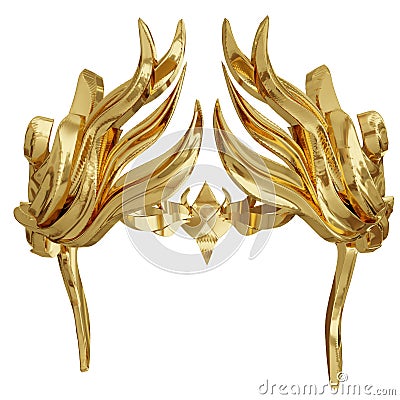 A golden fantasy crown isolated on a white background Cartoon Illustration