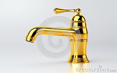 Golden Faucet on Transparent Background -Generative Ai Stock Photo