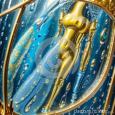 golden female figure in the glass Stock Photo
