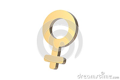 Golden female gender symbol isolated on white background. Stock Photo