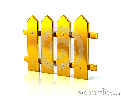 Golden fence icon Cartoon Illustration