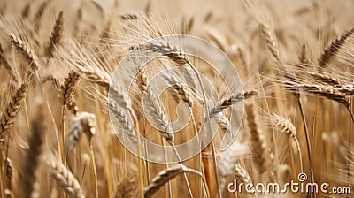 Golden field of wheat ready to be harvested. Generative AI Stock Photo