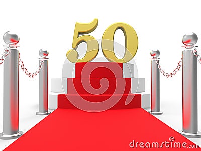 Golden Fifty On Red Carpet Shows Fiftieth Cinema Stock Photo