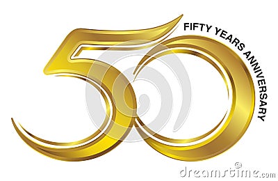 Golden Fifty Years Anniversary Logo Vector Illustration