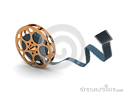 Golden film reel Cartoon Illustration